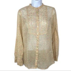 GAP Miniature Flower PrairieTop Tuxedo Pleats Semi Sheer Top Medium